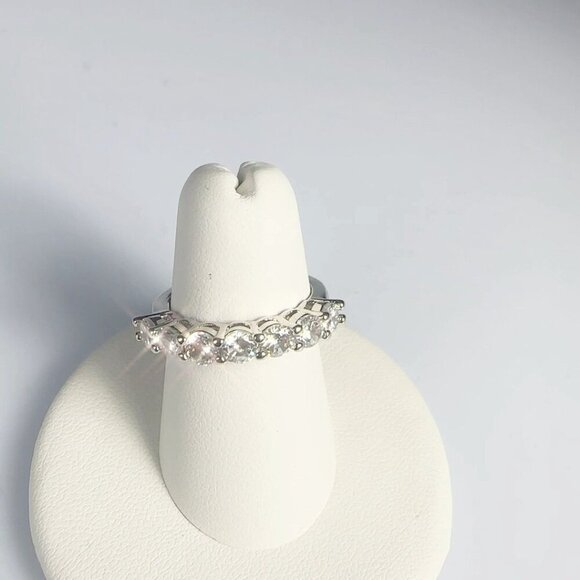 Cubic Zirconia Silver Tone Band Ring Size 10 - Picture 6 of 15